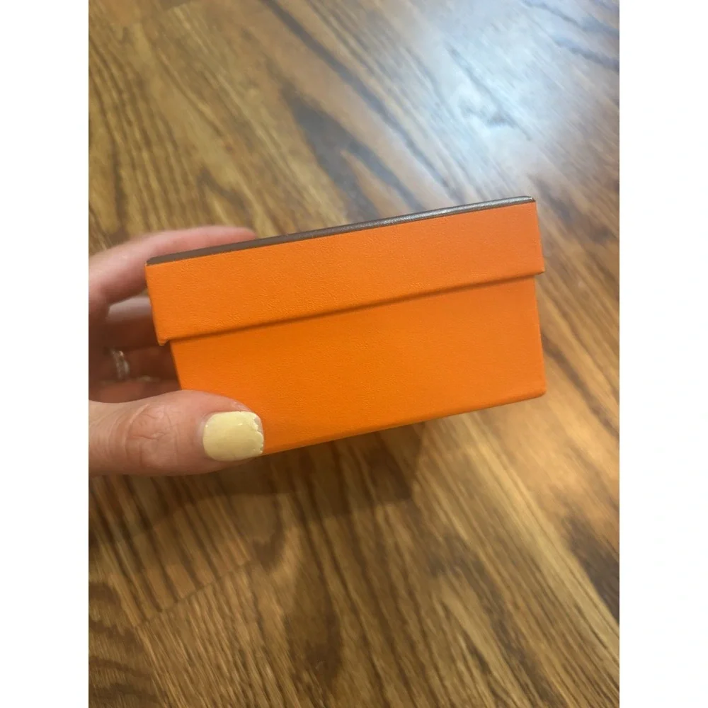 Hermes Authentic Empty Orange Jewelry Box Felt Pouch 4